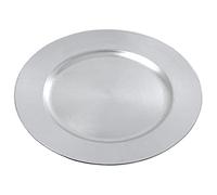 Acan Tradineur - Bajoplato reutilizable redondo de plástico, plato llano decorativo, bandeja para presentación de dulces de Navidad, turrón, pasteles (Plateado, Ø 33 cm)