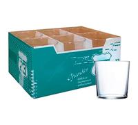 ACAN Tradineur - Caja de 12 vasos Modelo Ruta - Capacidad de 360 ML - Fabricado en Vidrio Resistente - Apto para lavavajillas - Tamaño aprox: diámetro 8,5 x 9 cm - 12 Uds Total