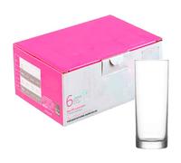 ACAN Tradineur - Caja de 6 vasos Modelo Liberty - Capacidad de 295 ML - Fabricado en Vidrio Resistente - Apto para lavavajillas - Tamaño aprox: diámetro 7,3 x 8,9 cm - 6 Uds Total