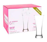 Acan Tradineur - Caja de 6 Vasos Modelo Sorgun - Capacidad: 380 ml - Fabricado en Vidrio Resistente - Apto para lavavajillas - Tamaño aprox: Ø 8,5 x 18,5 cm - 6 Uds Totales