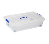 Acan Tradineur - Caja de almacenamiento con ruedas Nº 2 - Plástico - Contenedor, guardar juguetes, ropa, mantas, libros - Fabricado en España - 30 L - 59 x 39 x 16 cm - Transparente