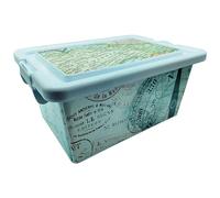 Acan Tradineur - Caja de Almacenamiento con Tapa y Cierres Laterales Clip - Ideal para almacenaje - Fabricada en España (Mapa Mundi - 7,5 litros)