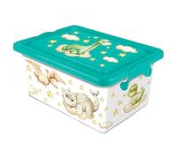 Acan Tradineur - Caja de plástico con cierres laterales de clip y tapa, cajón de almacenaje multiusos, ordenación, objetos, hogar, fabricada en España (Dinosaurios - 7,5 litros - 32,5 x 23 x 15 cm)