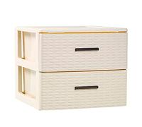 Acan Tradineur - Cajonera de ordenación Rin Rattan con 2 cajones de plástico 31,5 x 36,5 x 36,5 cm, efecto mimbre, color marfil