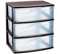 Acan Tradineur - Cajonera de organización “Nilo” - Ideal para el hogar o el trabajo - Fabricación en plástico - 3 Cajones translucido - 61 x 56 x 40 cm - Color Negro