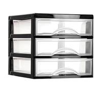 Acan Tradineur - Cajonera guadiana de sobremesa, 3 cajones Transparentes, Torre de almacenaje, Armario, baño, Oficina, Fabricada en España (Negro - 17,5 x 18 x 21,5 cm - Modelo Aleatorio)