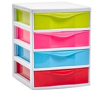 Acan Tradineur - Cajonera guadiana de sobremesa con 4 cajones, Torre de almacenaje, Armario, baño, Oficina, Fabricada en España (Multicolor - 22,5 x 18 x 21,5 cm)