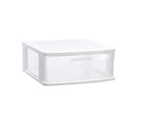 Acan Tradineur - Cajonera sena 1 cajón, plástico blanco, 17,5 x 39 x 40 cm, cajón de almacenaje opaco, organizador auxiliar multiusos, almacenamiento escritorio, armario, baño, oficina