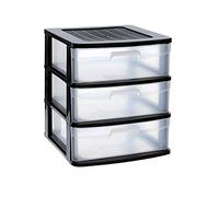 Acan Tradineur - Cajonera Sena 3 cajones sin ruedas en negro, 49,5 x 39 x 40 cm