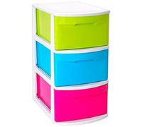 Acan Tradineur - Cajonera Tamesis Multiusos de 3 cajones - Sin Ruedas - Fabricado en plástico - 58,5 x 28,5 x 39 cm - Multicolor