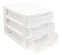 Acan Tradineur - Cajonera turia de sobremesa 3 cajones de color blanco de 17 x 13,5 x 17 cm, Cajonera plástico 3 cajones para mesa multiusos para almacenamiento y organización ideal para oficina.