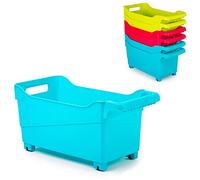 Acan Tradineur - Carrito de plástico Multiusos con Ruedas Nº 4-18 x 18 x 38 cm - Cesta para Diversos usos con Ruedas para moverlo - Cesto para organización y Almacenamiento - Color Aleatorio