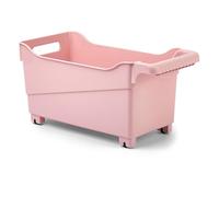 ACAN Tradineur - Carrito de plástico Multiusos con Ruedas No. 4-18 x 18 x 38 cm - Cesta para Diversos usos con Ruedas para moverlo - Cesto para organización y Almacenamiento - Color Rosa