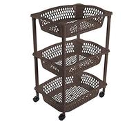 Acan Tradineur - Carrito Verdulero con Ruedas - Modelo HG - Fabricado en Plástico - Multiusos para organizar los Espacios domésticos - 3 Cestas - 61,5 x 41 x 30 cm - Color: Marrón