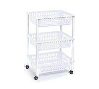 Acan Tradineur - Carro verdulero Blanco Modelo PLFT con Ruedas 3 cestas 40 x 30 x 61,5 cm Carrito portaobjetos estantes Multiusos para organizar los Espacios domésticos