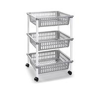Acan Tradineur - Carro verdulero Gris Plata Modelo PLFT con Ruedas 3 cestas 40 x 30 x 61,5 cm. Carrito portaobjetos estantes Multiusos para organizar los Espacios domésticos