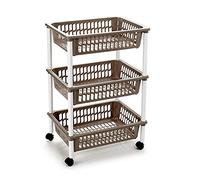 Acan Tradineur - Carro verdulero Marron Topo Modelo PLFT con Ruedas 3 cestas 40 x 30 x 61,5 cm Carrito portaobjetos estantes Multiusos para organizar los Espacios domésticos