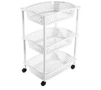 Acan Tradineur - Carro verdulero - Modelo HG - Color Blanco - con Ruedas - 3 cestas 61,5 x 41 x 30,5 cm - Multiusos para organizar los Espacios domésticos, Ideal para baño, Cocina, Sala y Garaje.
