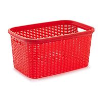 Acan Tradineur - Cesta Colada Rectangular 35 litros Estilo Mimbre 53,5 x 36 x 26,5 cm pongotodo de plástico,Cesta para Ropa, Color Surtido