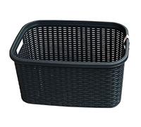 Acan Tradineur - Cesta Colada Rectangular de plástico - Fabricado en España - Capacidad de 35 litros - Estilo Mimbre - 53,5 x 36 x 26,5 cm - Color Antracita
