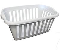 Acan Tradineur- Cesta para la ropa rectangular, Pongo todo de plástico ,Cesta colada multicolor, Disponible 6 colores Para elegir que te más preferida (Blanco)