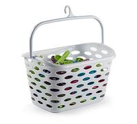 Acan Tradineur - Cesta para Pinzas con Gancho en la asa - Fabricado en plástico - Artículo de Limpieza - 21 x 26 x 15 cm - Color Blanco