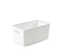 Acan Tradineur - Cesta Rattan N.º 1 - Fabricado en plástico - Almacenamiento de Ropa, Productos de Limpieza - Capacidad de 5 L - 13 x 28 x 15 cm - Color Blanco