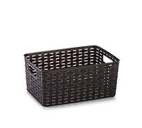 Acan Tradineur - Cesta Rattan N.º 2 - Fabricado en plástico - Almacenamiento de Ropa, Productos de Limpieza - Capacidad de 6 L - 13 x 29 x 19,5 cm - Color: Wengue