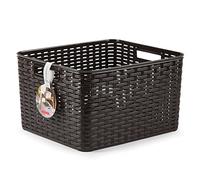 Acan Tradineur - Cesta Rattan N.º 6 - Fabricado en plástico - Almacenamiento de Ropa, Productos de Limpieza - Capacidad de 28,5 L - 23 x 40 x 34 cm - Color Wengue
