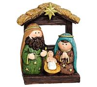 Acan Tradineur - Conjunto de 3 Figuras Naif Navideño - Fabricado en Resina - Figuras de María, Jose y el Niño Jesús - Decoración Navideña - 11,5 cm