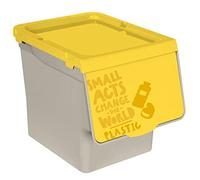 Acan Tradineur - Contenedor apilable, Polipropileno, Cubo de Basura, Caja de Almacenamiento de residuos, fácil Apertura, Reciclaje, Cocina (Plástico, 27 litros, 31,5 x 29,5 x 39,5 cm)