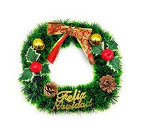 Acan Tradineur - Corona de Navidad con piñas Feliz Navidad, espumillón, Guirnalda Decorativa Artificial, Adorno Colgante para Puerta, Pared, Mesa, Ø 30 cm