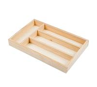 Acan Tradineur - Cubertero, Organizador de Cubiertos de Madera, 4 Compartimentos, Bandeja, Porta Utensilios, 30,8 x 19,7 x 4,2 cm
