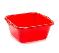 Acan Tradineur - Cubo, Barreño, Tina Multiusos - Fabricado en plástico - Producto y Utensilio de Limpieza - Forma Cuadrado - Capacidad de 10 litros - 36,5 x 33,5 cm - Color Rojo