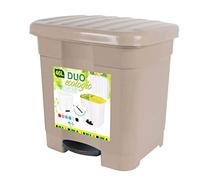 Acan Tradineur - Cubo de Basura Color Topo con Pedal 46 litros plástico 45,5 x 43,5 x 39 cm. Contenedor de Basura, Papelera con Separador para Colocar Dos Bolsas, Fabricado en España