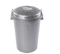 Acan Tradineur - Cubo de basura con tapa y asas metálicas, contenedor de residuos de plástico, papelera, reciclaje, industrial, fabricado en España (Plata, 100 litros, 57 x 74,5 x 52 cm)