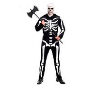 Acan Tradineur - Disfraz de esqueleto, mono de color negro con diseño de huesos color blanco para jóvenes y adultos para carnaval, halloween y celebraciones. Talla L
