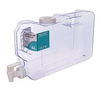 ACAN Tradineur - Dispensador de agua reutilizable de plástico, botella con grifo y asas, recipiente para servir bebidas frías, refrescos, frigorífico, nevera (4 litros - 19,5 x 7,5 x 39 cm)