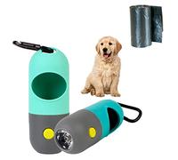 Acan Tradineur - Dispensador de Bolsas para excrementos de Perro con Linterna LED incorporada, Clip de Metal para Correa y un Rollo de Bolsas, portabolsas de Caca, Mascotas, Color Aleatorio