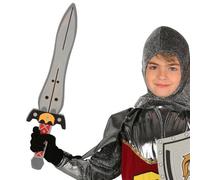 Acan Tradineur - Espada Medieval Infantil de Espuma eva, Arma Blanda para niños, complemento para Disfraz de Guerrero, Vikingo, Romano, Carnaval, Halloween, Fiestas, 53 cm