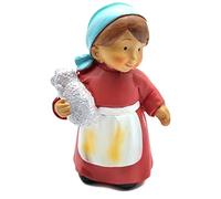 Acan Tradineur - Figura de pastora de Color Rojo con Cordero Naif para belén - Fabricado en marmolina - Decoración Divertida para Nacimiento, Navidad, Tradicional - 9,7 x 5 x 4 cm