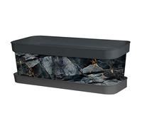 Acan Tradineur - Jardinera de plástico con Plato, Modelo Black Gold, Polipropileno, Tiesto, macetero, Recipiente para Plantas, Fabricada en España (Antracita - 50 cm)
