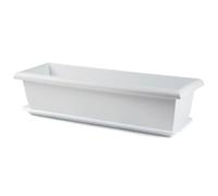 Acan Tradineur - Jardinera eva de plástico con Plato adán 26 litros, 60 cm - PLFT - Color Blanco, macetero, Maceta para Plantas y Flores Rectangular de plástico con Agujeros de Drenaje.