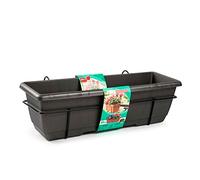 Acan Tradineur - Jardinera para Balcón con Plato y Soporte Metálico - Modelo PLFT - 60 x 28 x 19,5 cm - Color Antracita
