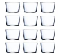 Acan Tradineur - Juego de 12 vasos de cristal 23 cl, modelo Ruta, pack 12 vasos para licores, bebidas, 8,2 x 6 cm, ligeros, aptos para lavavajillas