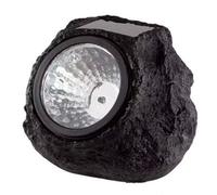 Acan Tradineur - Lámpara solar con forma de piedra, foco, luz LED decorativa, impermeable, ecológica, jardín, patio, exterior (Negro - 10 cm)