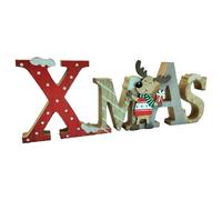 Acan Tradineur - Letrero Decorativo navideño Xmas con Reno - Fabricado en Madera - Decoración para Temporada navideña