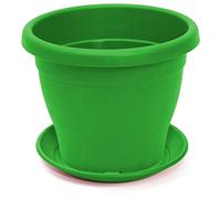 ACAN Tradineur - Maceta con Plato Tipo mediterránea, 50 cm de diámetro, Ideal Tanto para Interior como Exterior. Jardinera Alta con Agujeros para drenar Agua, Color Verde