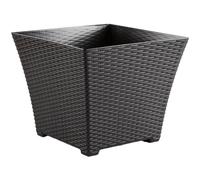 Acan Tradineur - Maceta Rattan Cuadrada de Plástico - Fabricado en España - Ideal para Plantas, hogar, jardín y terrazas - 30 cm - Color Wengué