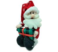 Acan Tradineur - Muñeco de Papa Noel Sentado Navideño - Fabricado en Poliéster y Relleno de Arena - Artículo para decoración navideña - 27 x 20 x 14 cm - Modelo Aleatorio